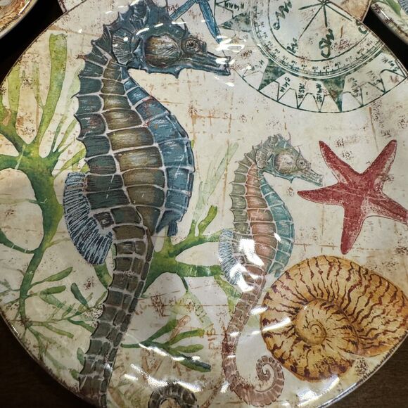 Pier 1 Imports Set of 8 Melamine 9" Lunch Salad Plates - Spikey the Seahorse - Picture 8 of 9